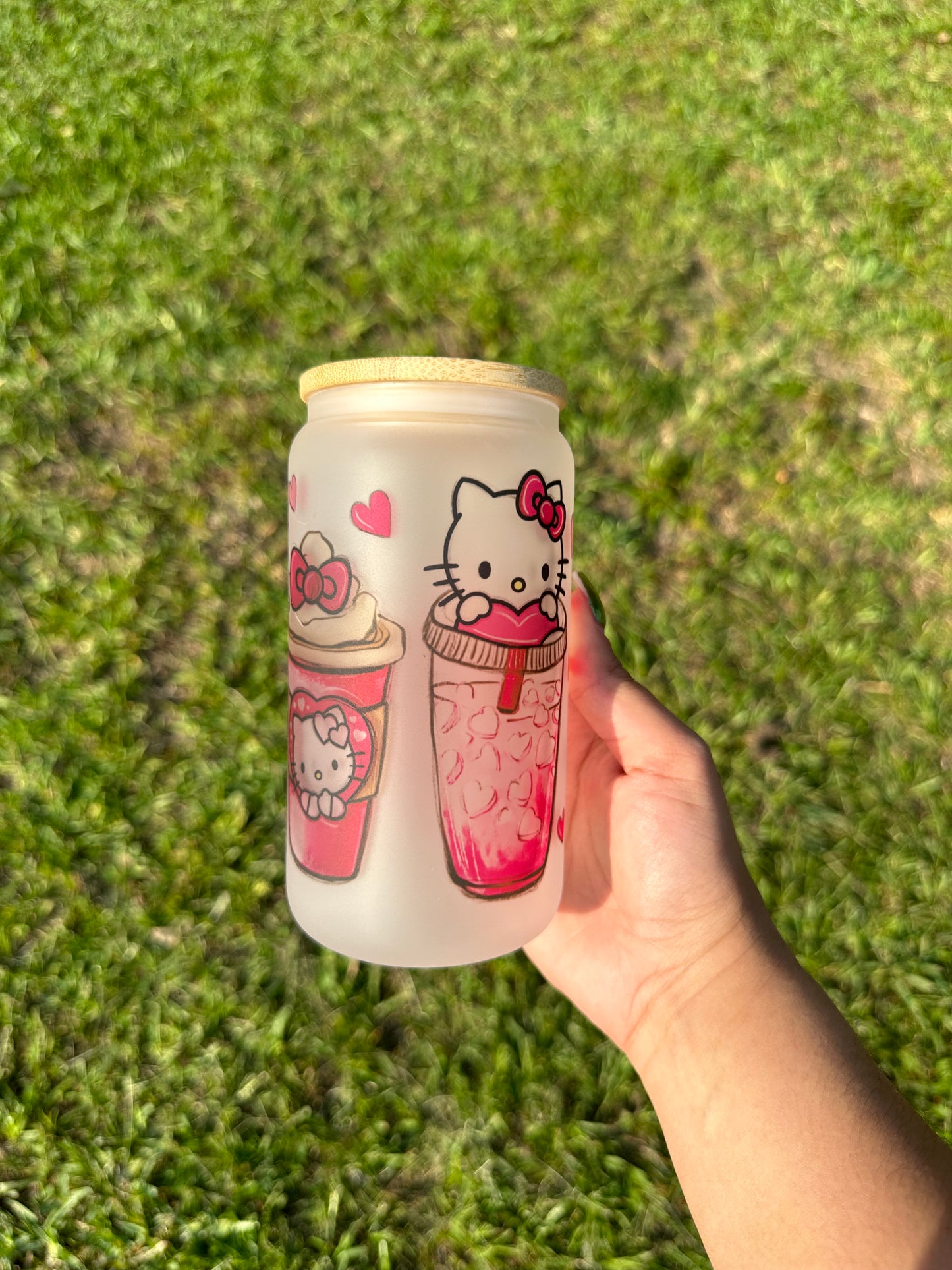 Hello Kitty Latte Frosted Glass Cup