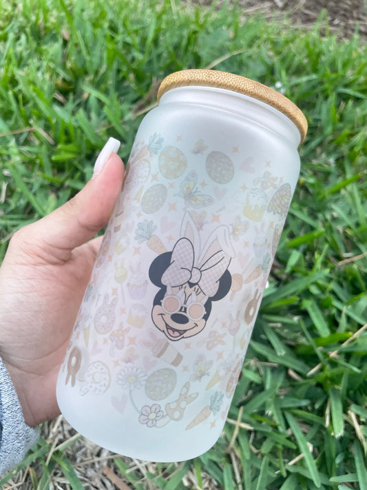 Minnie Mouse Easter Frosted Glass Cup