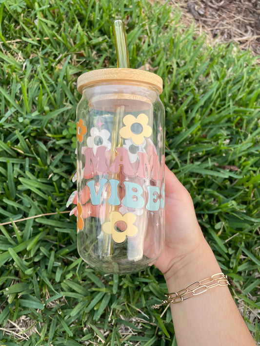 Mama Vibes Glass Cup