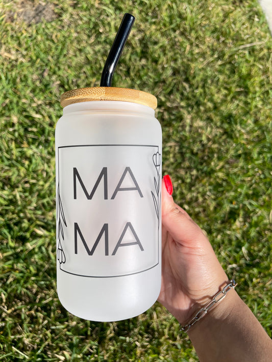 Mama Frosted Glass Cup